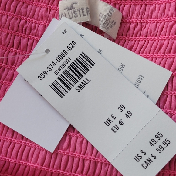 NWT Hollister Flutter Sleeve Smocked Romper Mini Dress Pink V Neck Cotton SM Reg - Picture 10 of 14